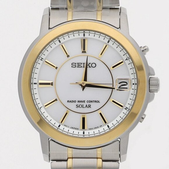 WATCH SEIKO 7B52-0AS0 white SS SOL - Picture 1 of 10